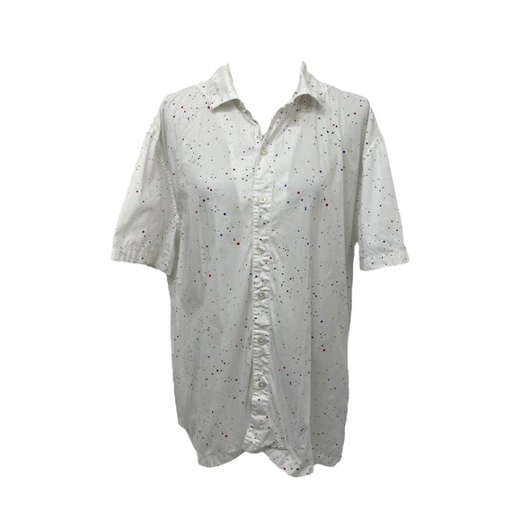 City Street’s Men's Shirt White Paint Splash Casual Button-Down Size XL - Picture 1 of 7